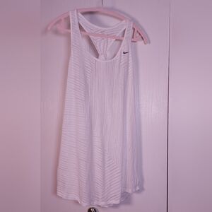 Nike White Athletic Tank Top Size Large Racerback Workout Activewear Gym Sports